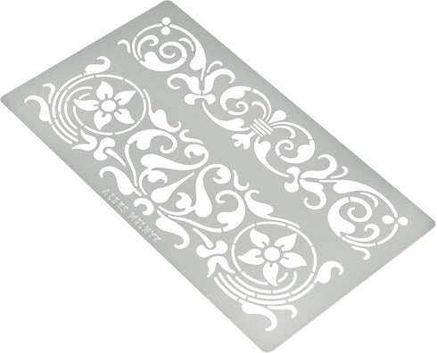 Aleks Melnyk No.355 Metal Stencil, Swirls, Ornaments, Flowers Vine, Patterns, Border, Small Stencil, 1 PC, Template for Wood Burning, Engraving, C...