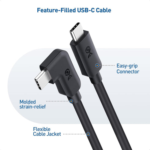 Cable Matters 20Gbps Right Angle USB C Cable 6ft, Support 8K 30Hz & 4K 120Hz Video, 240W Power Delivery, (90 Degree Right USB C Cable, Right Angle...