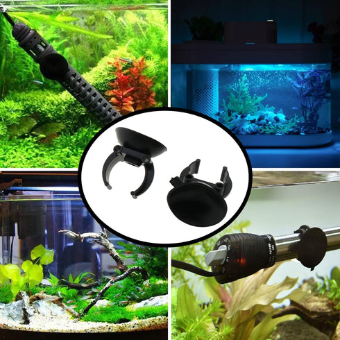 Sucker Clip 6pcs Black Plastic Replacement Fish Tank Aquarium Heater Suction Cups Clips Suckers...