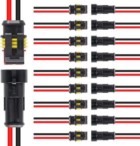 10 Pack 2 Pin Wire Connector 16 AWG Waterproof Automotive Electrical Connectors Deutsch Connector Male and Female Wire Connectors for Car Truck Bo...