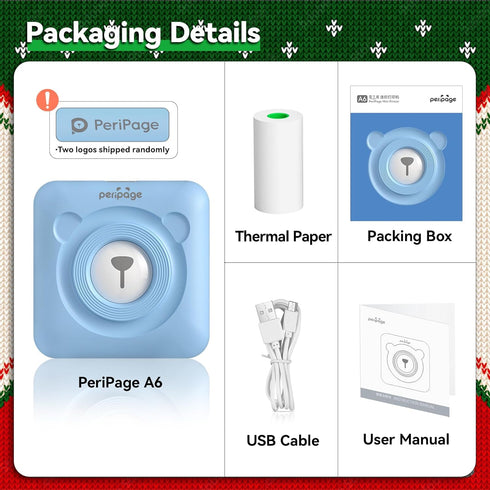 A6 Mini Printer, Portable Thermal Printer, Mini Sticker Printer, Bluetooth Connected Phone, Compatible with iOS and Android, Printable Labels, Rec...