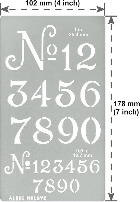 Aleks Melnyk No.452 Metal Stencil, Small Number Stencil, Size 1in and 0.5in, Old World Number, Template for Wood Burning, Pyrography Engraving, Bo...