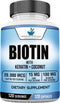 Biotin 20,000mcg with Keratin, Coconut Powder and Zinc, Hair Growth Supplements, Biotin Supplements, Healthy Hair Skin & Nails for Adults,120 Vegg...