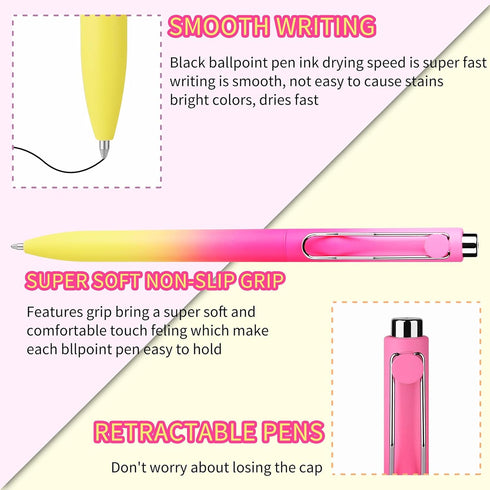 WY WENYUAN Cute Pens, Pastel Ballpoint Pens Bulk, Fine Point Smooth Writing , Colorful Best Gift Pens, Black Ink 1.0 mm Journaling Pens Office Sup...