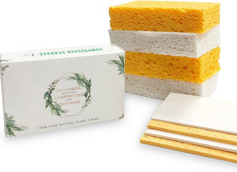 6-Count Extra Large Compressed Sponges Kitchen for Dishes, Sponges for Cleaning, Biodegradable Cellulose Compressed Sponges for Kitchen, Bathroom,...