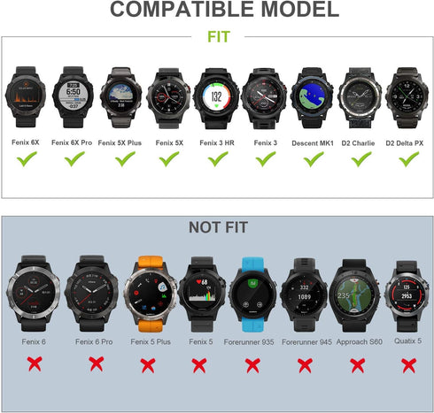NotoCity Compatible with Fenix 6X Pro Band 26MM - Watch bands For Fenix 6/Fenix 5X/Fenix 3/HR/Tactix/Descent MK1/D2 Delta PX/D2 Charlie(Black/slat...