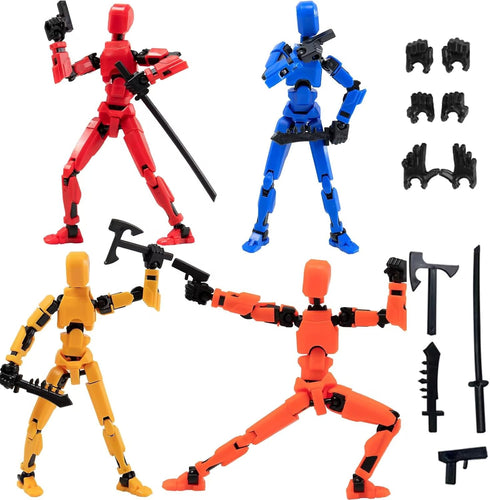 4PCS Assembled Titan T13 Action Figures Set - Robot Action Figure Fidget Toys for Boys Lucky Dummy Nova N13 Anime Figures with Multi Movable Joint...