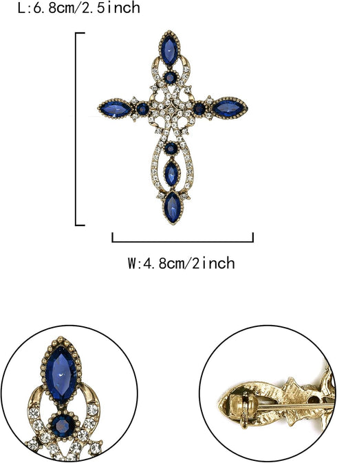 Flyonce Cross Brooch for Women, Rhinestone Crystal Vintage Style Celtic Knot Riligious Cross Lapel Pin...