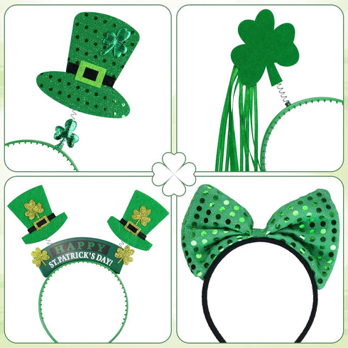 9PCS St Patricks Day Headband,St.Patrick'S Day Green Shamrock Clover Headband for Women Girls Hair Accessories Headwear...