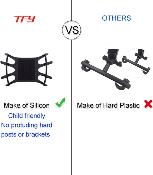 TFY Car Mount Universal Car Headrest Mount Holder with Silicon Holding Net Compatible with Both 4.5-6 Inch Phones and 7-10.5 Inch Tablets...