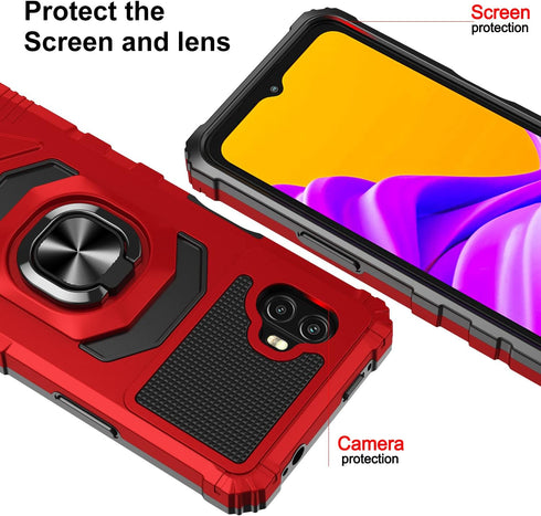 for Samsung Galaxy Xcover 6 Pro Phone Case with Tempered Glass Screen Protector,Military Grade Heavy Duty Shockproof Protective Cover,with Ring Ki...