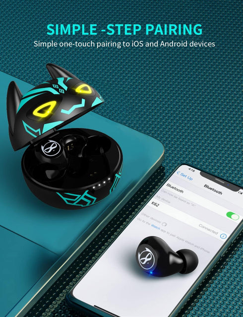 Boys Girls Bluetooth Earbuds Wireless Kids Cartoon Headphones Stereo 35 Hours Playtime IPX5 Waterproof Learning Sports Fitness Travel Waterproof E...