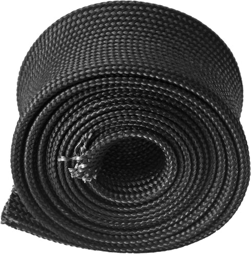 Heat Sleeve Fiberglass Adjustable Heat Shield High Temp Black Colour 5FT-25MM(1") for Car Wire Loom Brake Line Cable Protection...