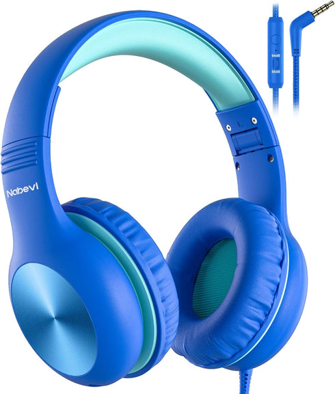 Kids Headphones with Cord, Over-Ear Headphones for Kids with Microphone, 85/94dB Volume Limit Headset for Kids with Shareport, Wired Headphones fo...