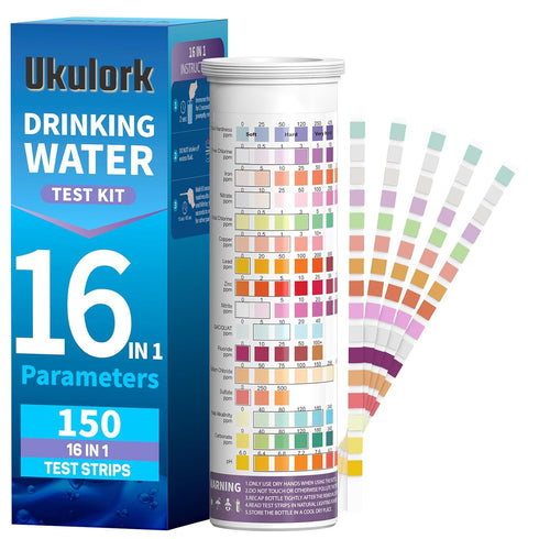 16 in 1 Home Water Testing Kits for Drinking Water -150 Strips for Swimming Pool, Aquarium, Spa, Tap, Well Water - Testing for pH, Lead, Hardness,...