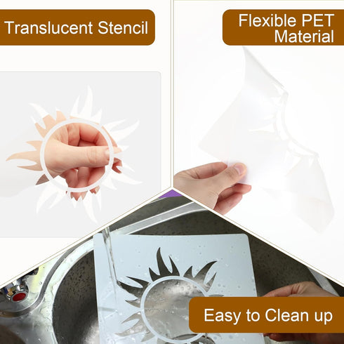 8 PCS Sun Stencil, 8 Sizes Reusable Sun Template for Painting Boho Sun Stencil Decoration Sun Paint Stencils for Wood Floor Wall DIY Art Crafts Pr...