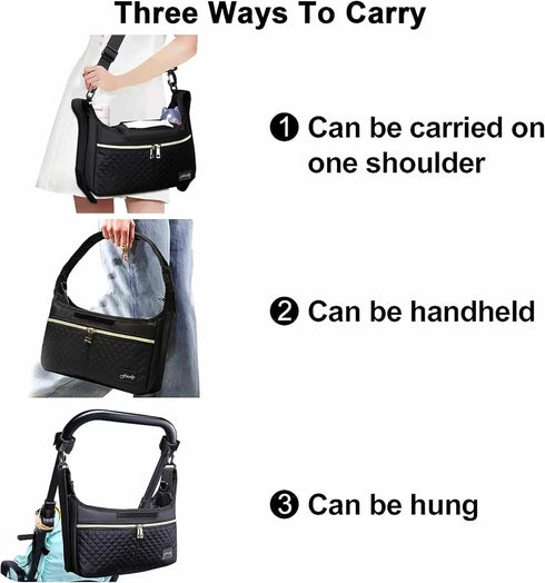 Universal Stroller Organize with Insulated Cup Holder,Diaper Storage, Baby Stroller Organizer Fits for Stroller like Uppababy, Baby Jogger, Britax...
