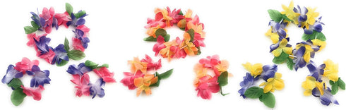 Mahalo Floral Leis Headband and Wrist Set (Set of 12)...
