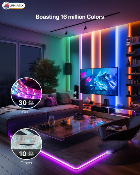 LED Lights for TV, 16.4FT TV Led Lights for 65-75 inch, Cuttable, Music Sync Mode, Color Changing, Bluetooth APP Remote Control TV LED Strip Light...