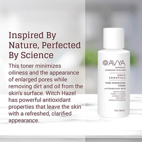AVYA Pore Minimizing Toner (Travel Size - 1 fl oz) - Infused with Hyaluronic Acid, Witch Hazel for Toning and Cleansing, Licorice Root for Soothin...