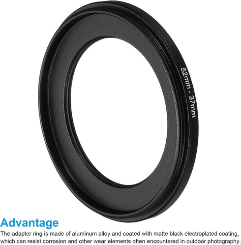 PATIKIL 52mm-37mm Metal Step Down Ring, Camera Lens Filter Adapter Ring Aluminum Filter Adapter Ring for Camera Lenses Hood, Black...