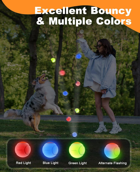 LED Dog Ball Rechargeable, Light Up Dog Ball Toys, Bounce-Activated Durable Fetch Ball, Natural Rubber, Unique Scent, 2.5 inches, for Small & Medi...