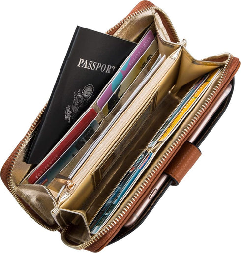 Women Wristlet Wallet with Cell Phone Holder Zip Around Handbag …...