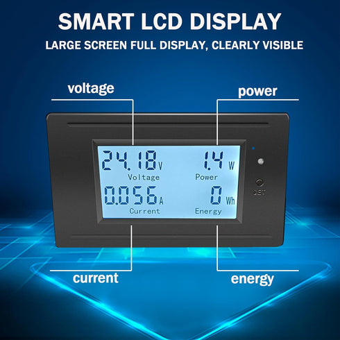 DC Multifunction Monitor Meter,6-200V,0-50A,LCD Display Digital Current Voltage Solar Power Meter Multimeter Ammeter Voltmeter...