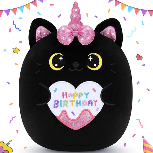 Happy Birthday Gift Black Cat Plush Toys-11'' Black Cat Plushies Anime Plush-Kawaii Birthday Plushie Stuffed Animals Cute Plushies, Black Cat Plus...