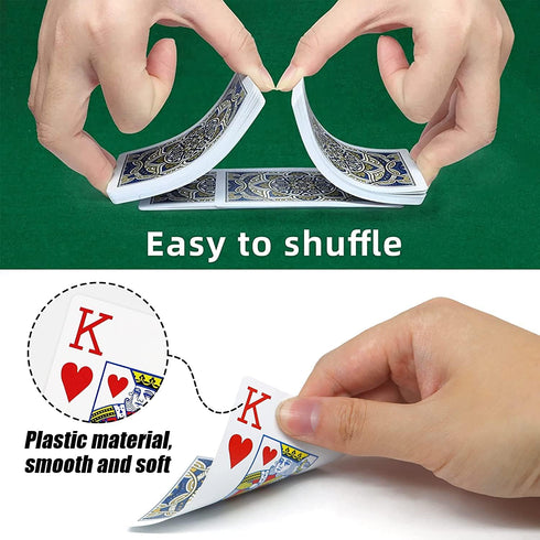 Plastic Waterproof Playing Cards 4 Pack Poker Cards Jumbo Index Large Print Playing Cards for Adults Seniors Bulk Decks of Cards Set Professional ...