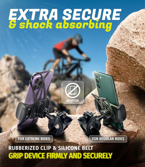 Metal Bike & Motorcycle Phone Mount for Any Smartphone (iPhone 16 Pro Max/e, Galaxy S25). Unbreakable Handlebar Cell Phone Holder for Bike, Scoote...