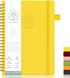 Alltree Lined Spiral Notebook, Hardcover Notebook for Work, Medium A5-6 inches x 8.5 inches,Spiral Journal with Pen Loop, Pocket, 160 Pages, Yello...