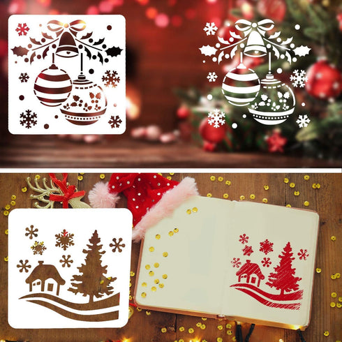 Christmas Stencils for Painting, Drawing Stencils for Christmas Craft Supplies Card Making Kit for Adults, Christmas Holiday Stencils for Spraying...