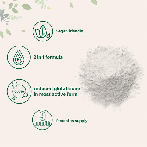 Glutathione Supplement, Pure Glutathione Reduced Powder with Inositol, 5 Ounce (9 Months Supply), 2 in 1 Formula, Powerful Ingredients for Antioxi...