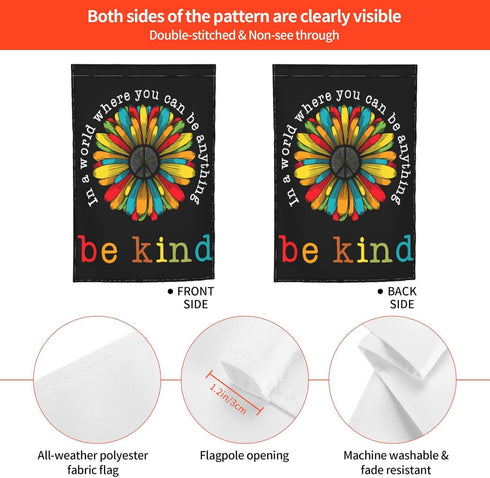 In A World Where You Can Be Anything Be Kind Garden Flag 12 X 18 In Peace Outdoor Floral Mini Yard Flag House Flags Double-Sided Farmhouse Sign Fo...