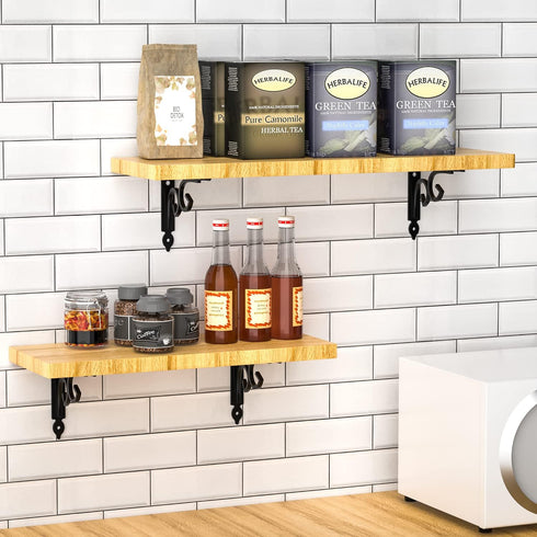 Decorative Shelf Brackets,6 inches Wall Mounted Floating Shelf Bracket for 2 Pack Heavy Duty Rustic Iron Metal Corner Brace Shelf Supporter Black...