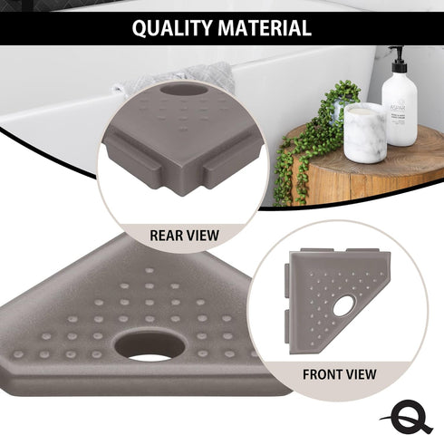 Questech 5" Corner Shower Footrest, Lugged for New Construction, Shaving Shelf for Inside Shower, Bathroom Storage Corner Caddy, Geo Lugged, Brush...