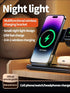 15W Fast Charge 3 in 1 Magnetic Wireless Travel Foldable Charging Station with Light for iPhone 15 Multiple Devices...
