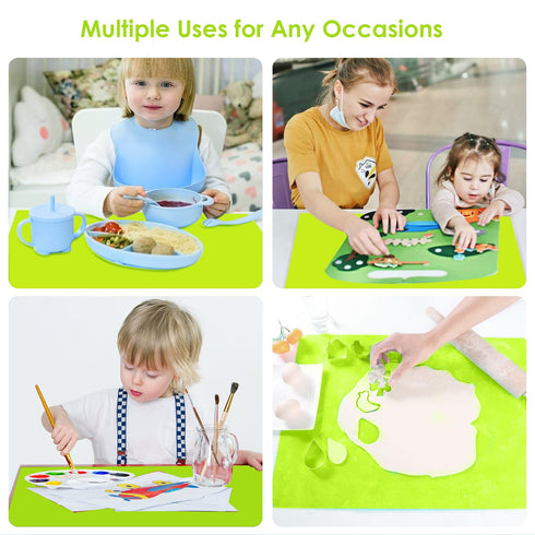 Extra Large Silicone Table Mat, Silicone Mat for Crafts Kids Dinner Placemat Desk Countertop Waterproof Protector Heat Insulation Kitchen Pastry R...