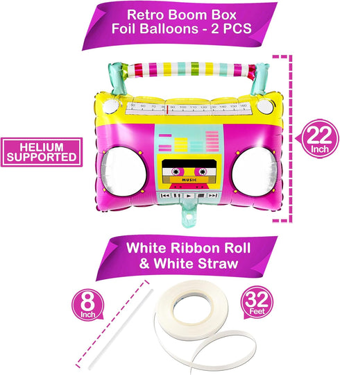 KatchOn Large Boombox Balloon Set - 22 Inch | 90s and Disco Party Decorations | 80s Boom Box Balloons for Roller Skate Parties...