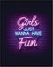Posterizer 1 pcs-Girls just wanna have fun- vintage neon girly wall sign-Kitchen & Bar Art-Inspirational Women's Art - Art for Cafe, Restaurant, C...