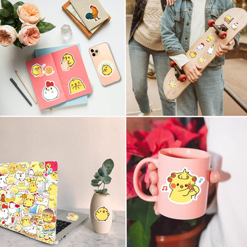Chicken Stickers| 100 PCS | Cute Yellow Stickers, Vinyl Waterproof Stickers for Laptop,Guitar,Motorcycle,Bike,Skateboard,Luggage,Phone,Hydro Flask...