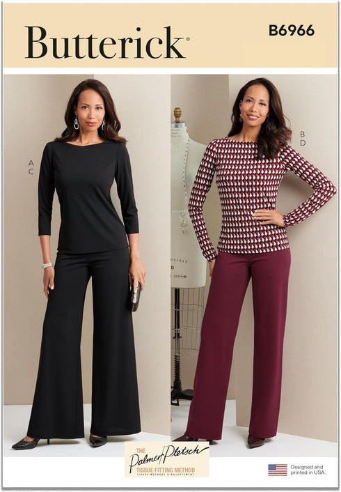 Butterick Misses' Close-Fitting Pullover Knit Tops and Pants Sewing Pattern Kit, Design Code B6966, Sizes 14-16-18-20-22...