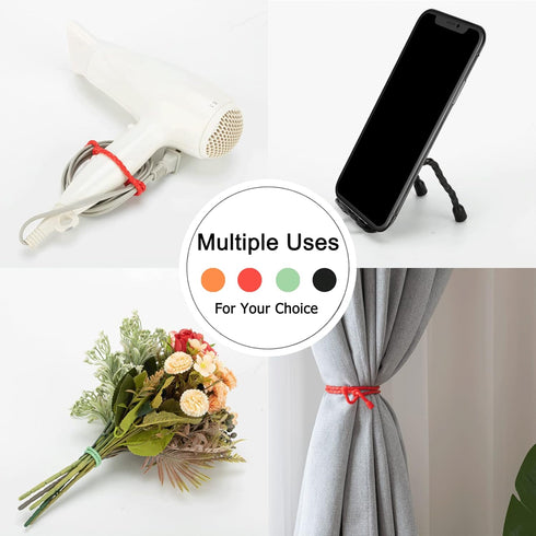 Gesipor 20 PCS Silicone Cable Ties - Reusable Rubber Twist Ties Bendable Cable Ties for Bundling and Holding, All Purpose Cord Tie for Indoor and ...