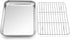 P&P CHEF 10.4 Inch Baking Sheet Pan with Rack Set, Stainless Steel Cookie Sheet Pan Tray with Cooling Rack for Oven Use, Cooking Roasting, Non Tox...