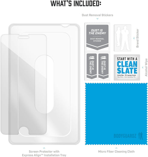 BodyGuardz - Pure 2 Glass Screen Protector for Apple iPhone 6/6s/7/8 (NOT Plus) - CASE Friendly...