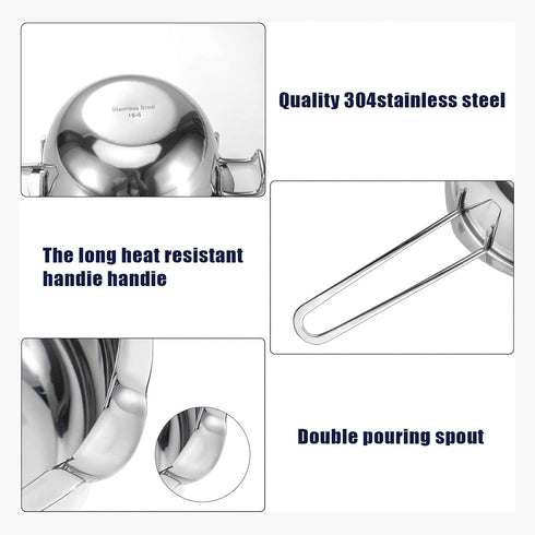 1000ML Double Boiler Pot Set Stainless Steel Melting Pot For Chocolate, Candle and Candy Making (34oz)...