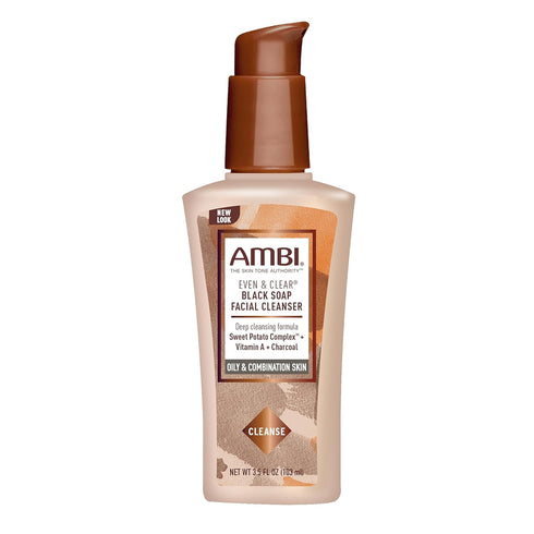 Ambi Even & Clear Purifying Charcoal Black Soap Facial Cleanser With Nutrient Rich Sweet Potato Complex | Helps Even Skin Tone | 3.5 Ounce...