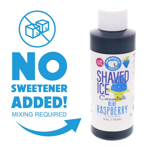 Hypothermias Shaved Ice and Snow Cone Syrup Unsweetened Flavor Concentrate - 4 Fl. Oz - Makes 1 Gallon of Syrup - Blue Raspberry - Must Add Filter...