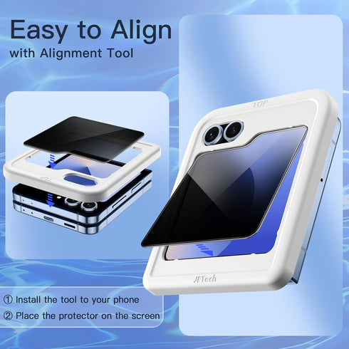 JETech Front Privacy Screen Protector for Samsung Galaxy Z Flip 6, Anti-Spy Tempered Glass Film with Easy Installation Tool, Case-Friendly, 2-Pack...